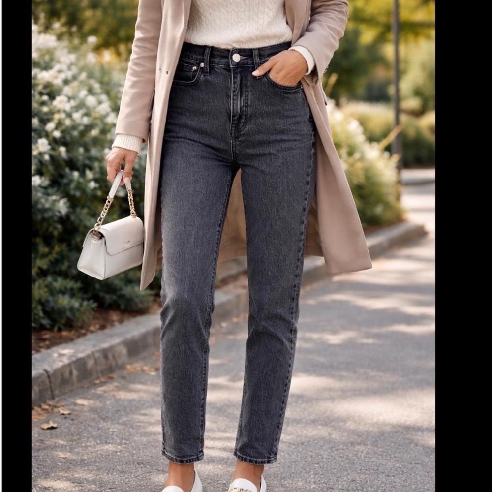 Madewell The Perfect Vintage‎ Jean High Rise Tapered Faded Black Denim Size 25